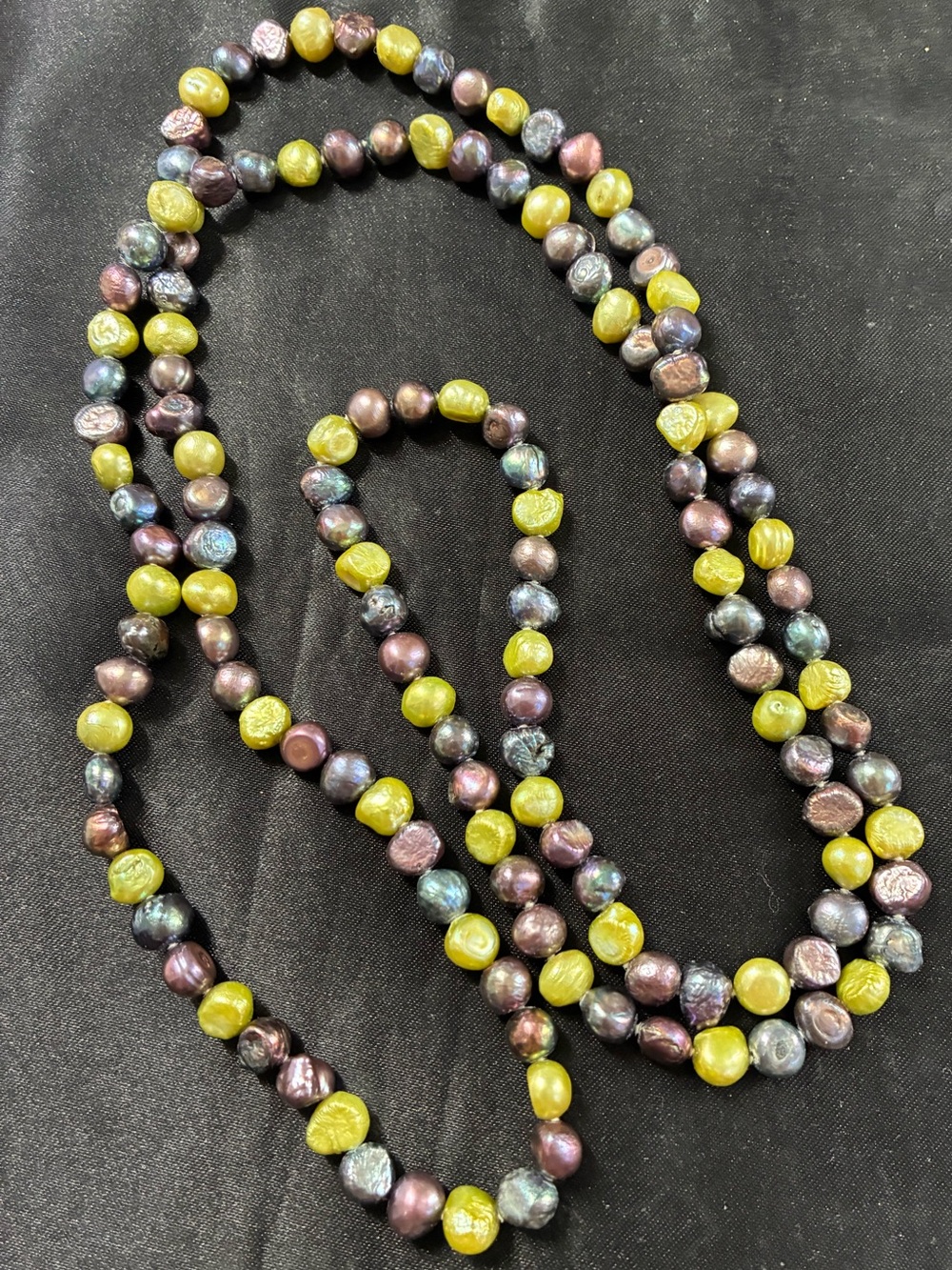 Multicolor Freshwater Pearl Necklace - Green & Purple Iridescent